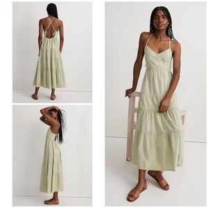 NWT Madewell Sidonie Poplin Tied Back light Green Maxi Dress XL​​​​